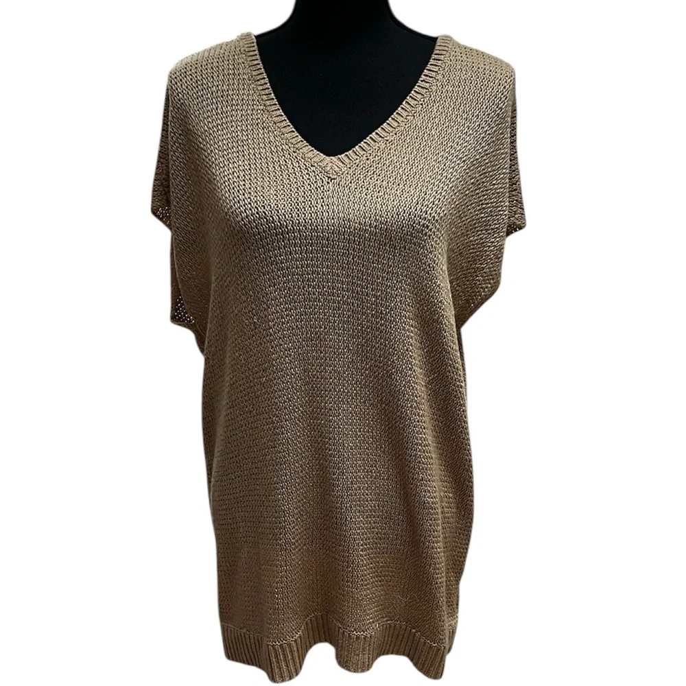 Ralph Lauren Tan V-Neck Short Sleeve Sweater Vest sz 2X - Picture 2 of 6